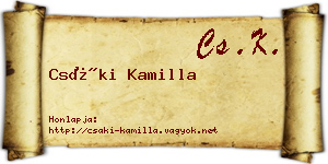 Csáki Kamilla névjegykártya